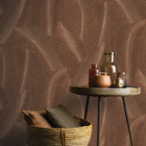 Allure Leaf Brown by — Textured Nature Wallpaper – Veer Decor 8249-AB3