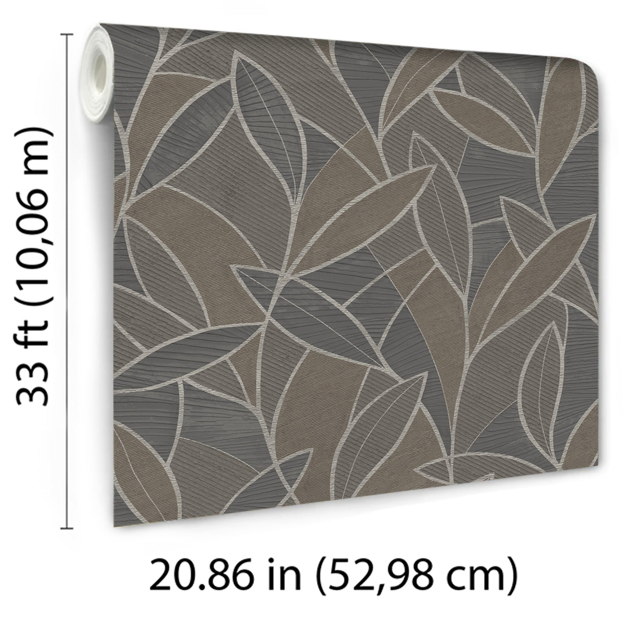 Carved Leaf Graphite by Veer Decor Embossed Metallic Nature Wallpaper – Veer Decor 8249-AC5