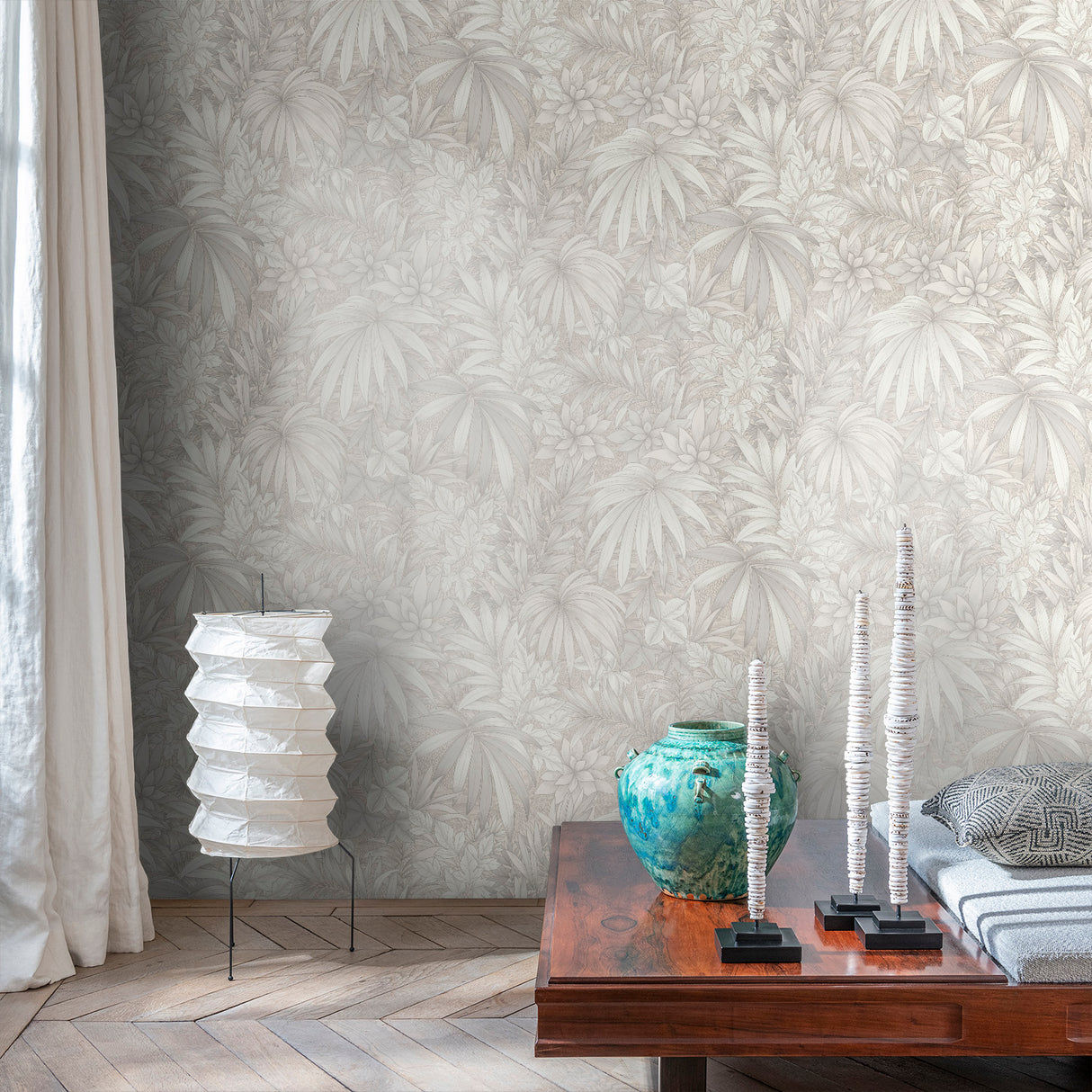 Allure Jungle White by Veer Decor Tropical Wallpaper – Veer Decor 8249-AD1