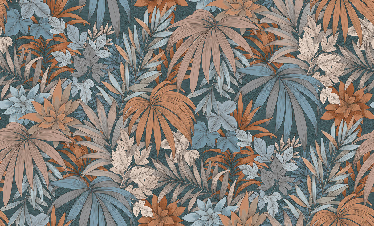 Allure Jungle Dark Blue by Veer Decor Tropical Wallpaper – Veer Decor 8249-AD2
