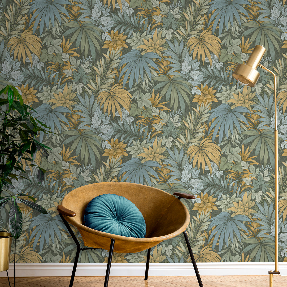 Allure Jungle Dark Moss by Veer Decor Tropical Wallpaper – Veer Decor 8249-AD3