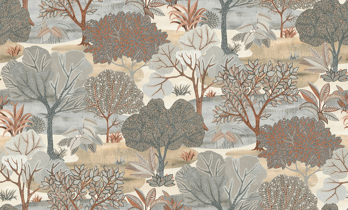 Allure Forest Taupe by Veer Decor Nature Wallpaper – Veer Decor 8249-AE2