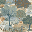 Allure Forest Blue non-woven unpasted wallpaper with embossed tree motif, roll 20.86 in x 33 ft