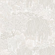 Willow Whisper White wallpaper roll showing hand-drawn willow trees and foliage pattern