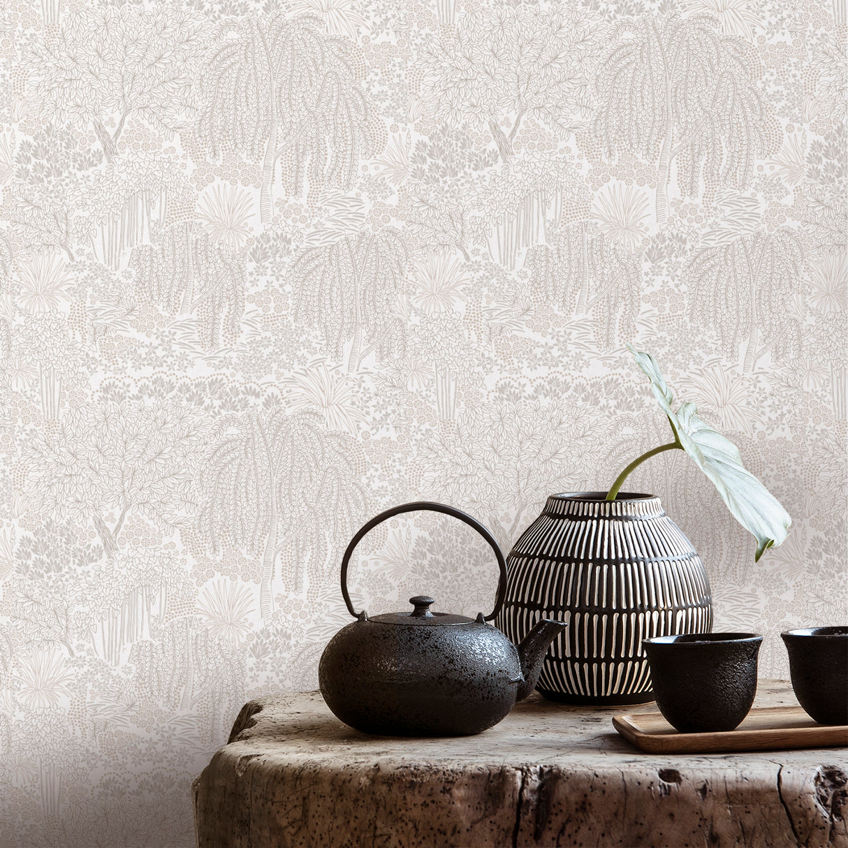 Willow Whisper White by Veer Decor Nature Wallpaper – Veer Decor 8249-AF1