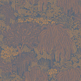 Willow Whisper Dark Blue wallpaper with metallic botanical and willow tree pattern on navy ground