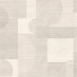 Geo Rhythm White geometric textured wallpaper roll and room scene