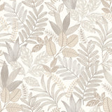 Allure Foliage White botanical wallpaper roll and room scene