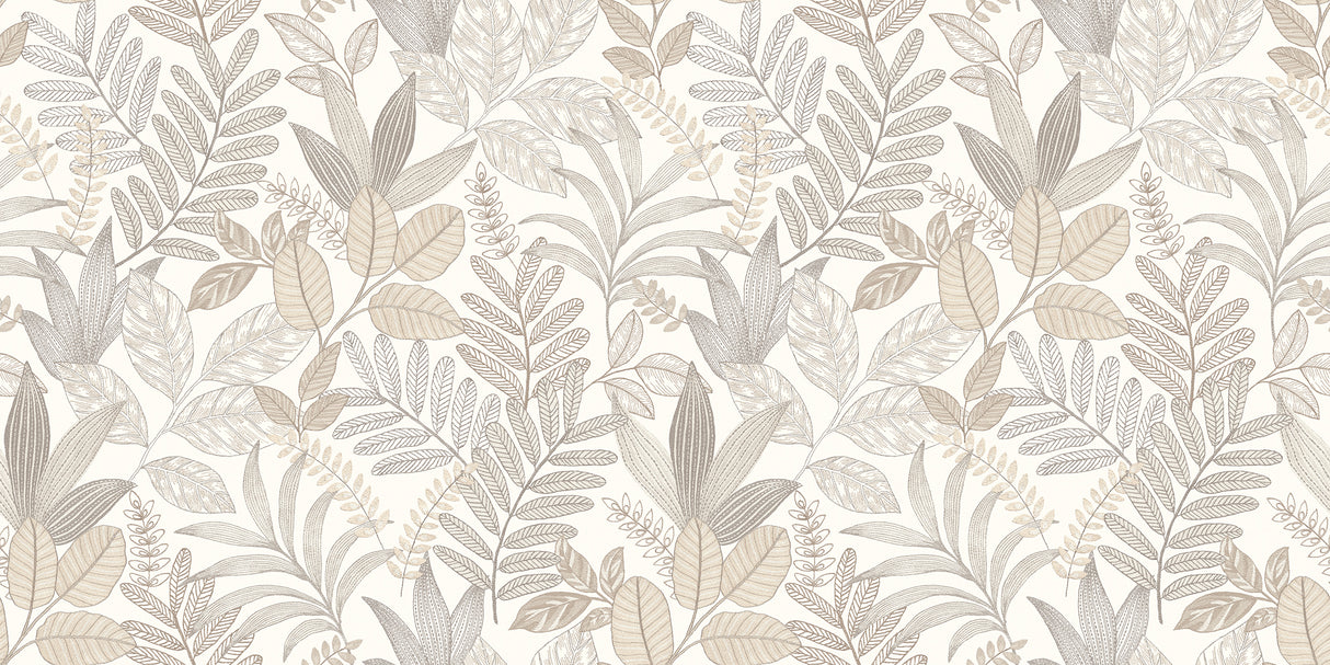 Allure Foliage White by Veer Decor Botanical Wallpaper – Veer Decor 8249-AI1