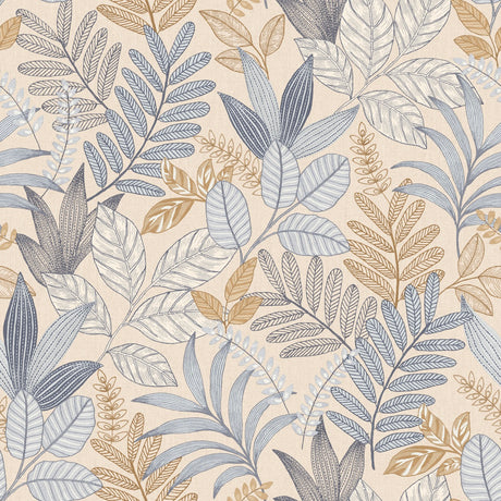Allure Foliage Beige botanical textured wallpaper roll by Veer Decor