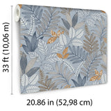 Allure Foliage Blue by  Whimsical Botanical Wallpaper – Veer Decor 8249-AI4