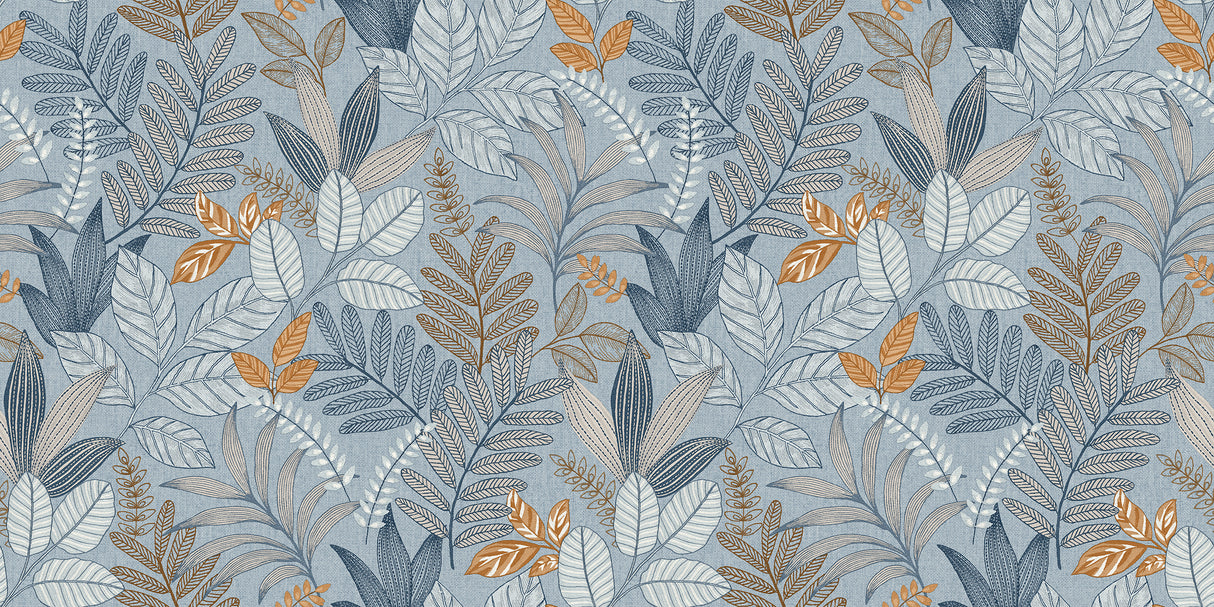 Allure Foliage Blue by  Whimsical Botanical Wallpaper – Veer Decor 8249-AI4