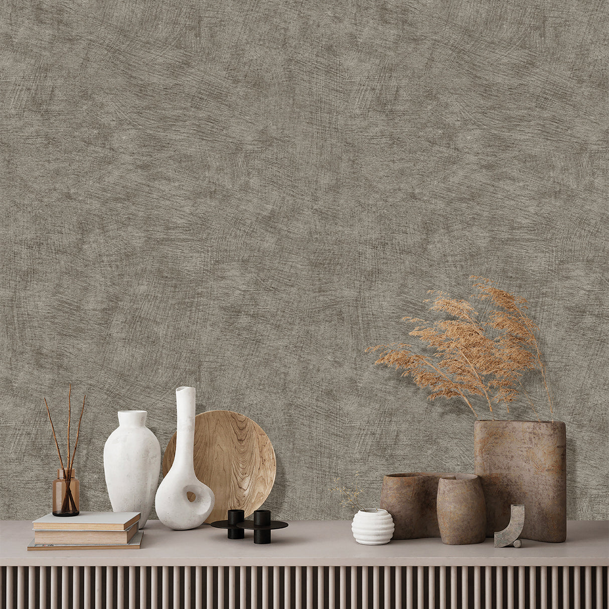 Pampas Plain Brushed Texture Antracite by Veer Decor Textured Wallpaper – 8250-AA12