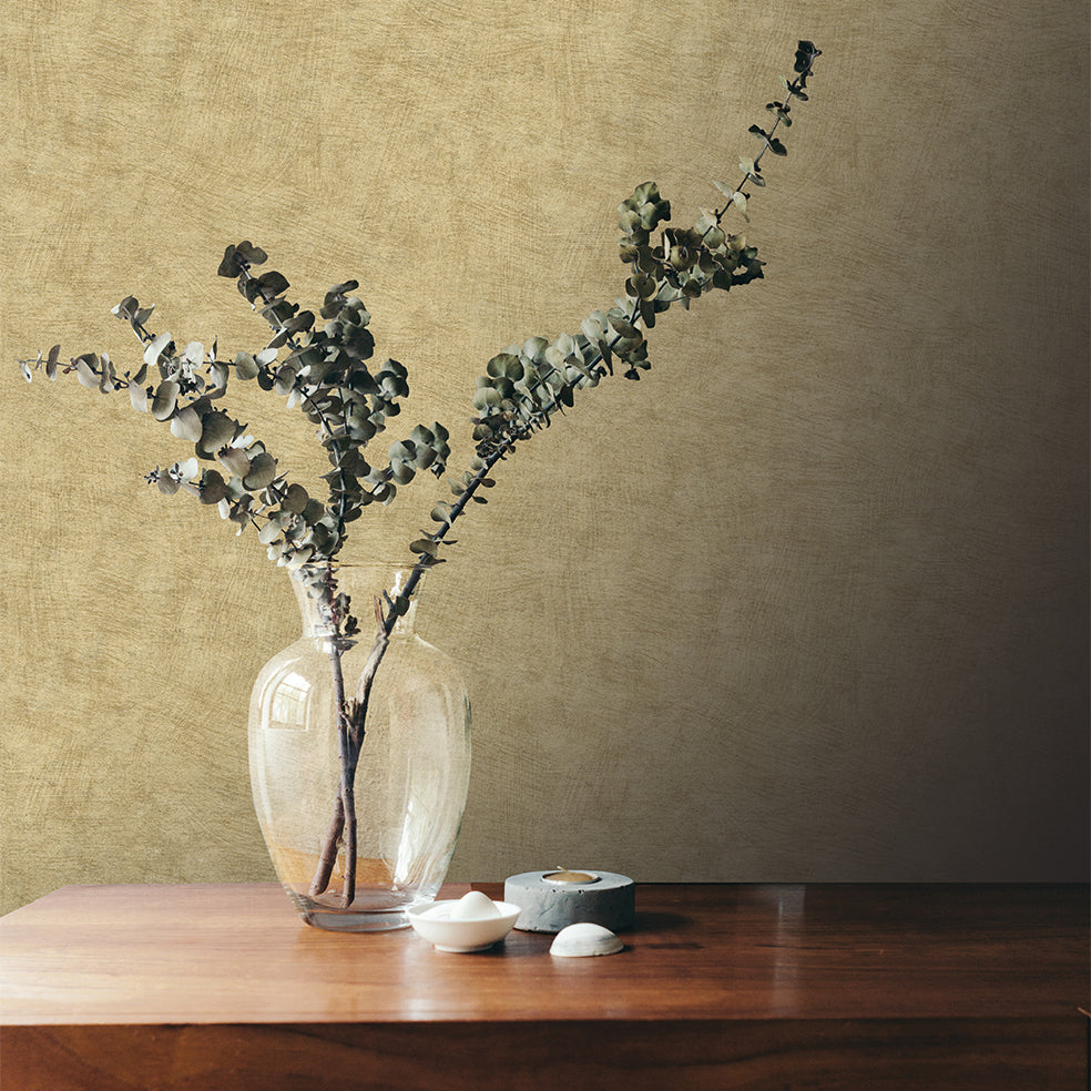Pampas Plain Brushed Texture Honey Mustard by Veer Decor Textured Wallpaper – 8250-AA9