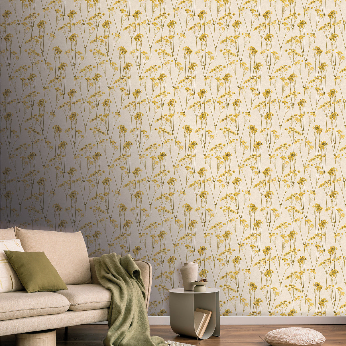 Spry Flower Sunset Yellow by Veer Decor Floral Wallpaper – Veer Decor 8250-AD3
