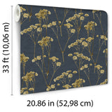 Spry Flower Midnight Navy by Veer Decor Floral Wallpaper – Veer Decor 8250-AD4