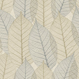 Leaf Lace Blue Beige wallpaper roll with skeletal leaf pattern