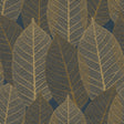 Leaf Lace Midnight Blue botanical wallpaper roll with layered skeletal leaves pattern