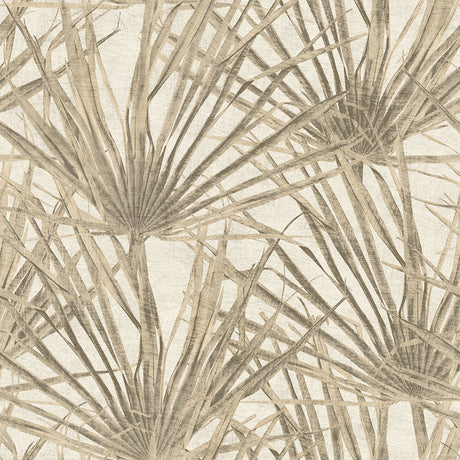 Palm Cream textured tropical palm frond wallpaper roll 20.86 in x 33 ft