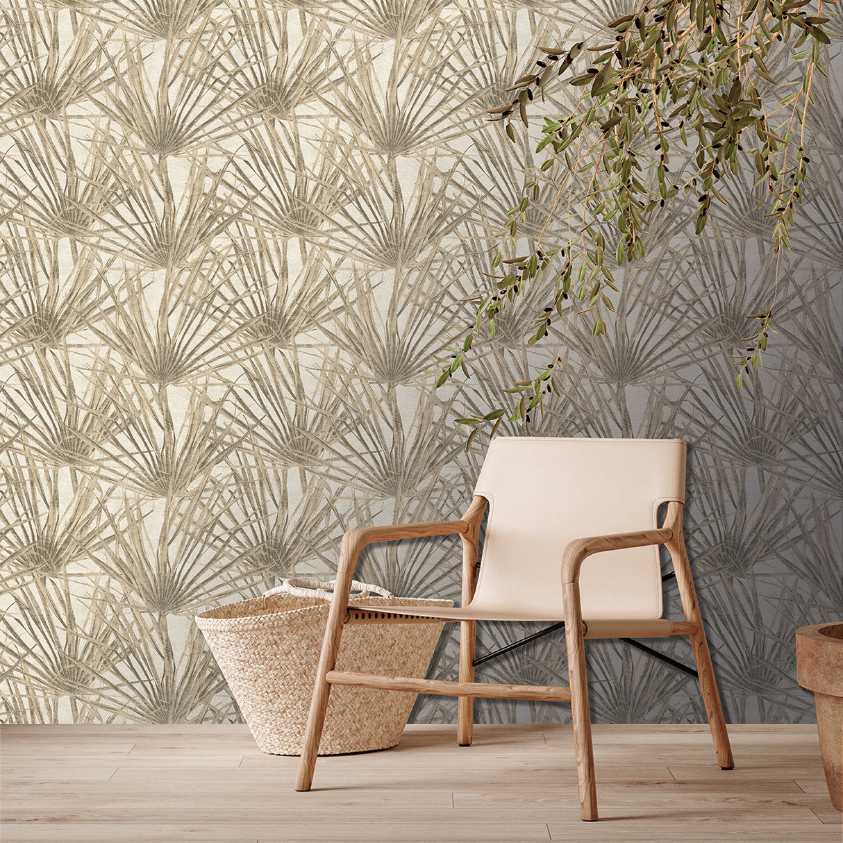 Palm Cream by  Whimsical Tropical Wallpaper – Veer Decor 8250-AF1