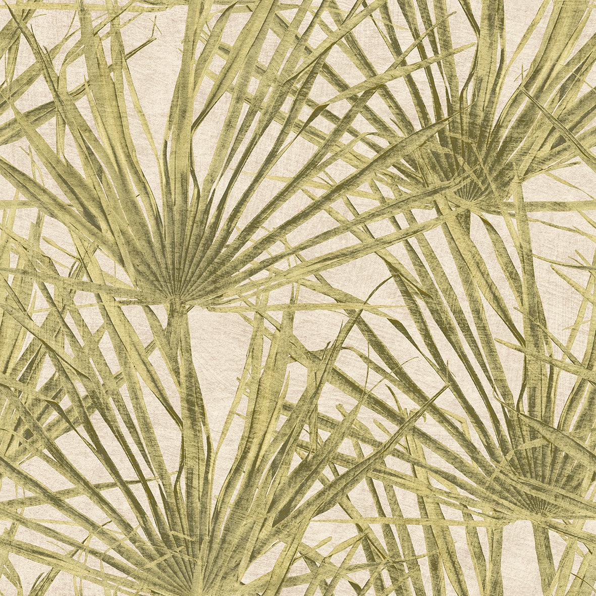 Palm Dusty Yellow tropical palm frond wallpaper roll view