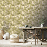 Palm Dusty Yellow by Veer Decor Tropical Wallpaper – Veer Decor 8250-AF2