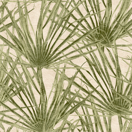 Palm Turtle Green tropical palm frond non-woven wallpaper roll 20.86 in x 33 ft