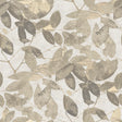 Beech Leaves Warm Taupe non-woven unpasted wallpaper roll with layered leaf pattern in taupe tones