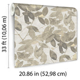 Beech Leaves Warm Taupe by Veer Decor Non-Woven Unpasted Wallpaper – 8250-AG2