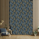 Wild Herbs Midnight Blue by Veer Decor Botanical Wallpaper – Veer Decor 8250-AH4