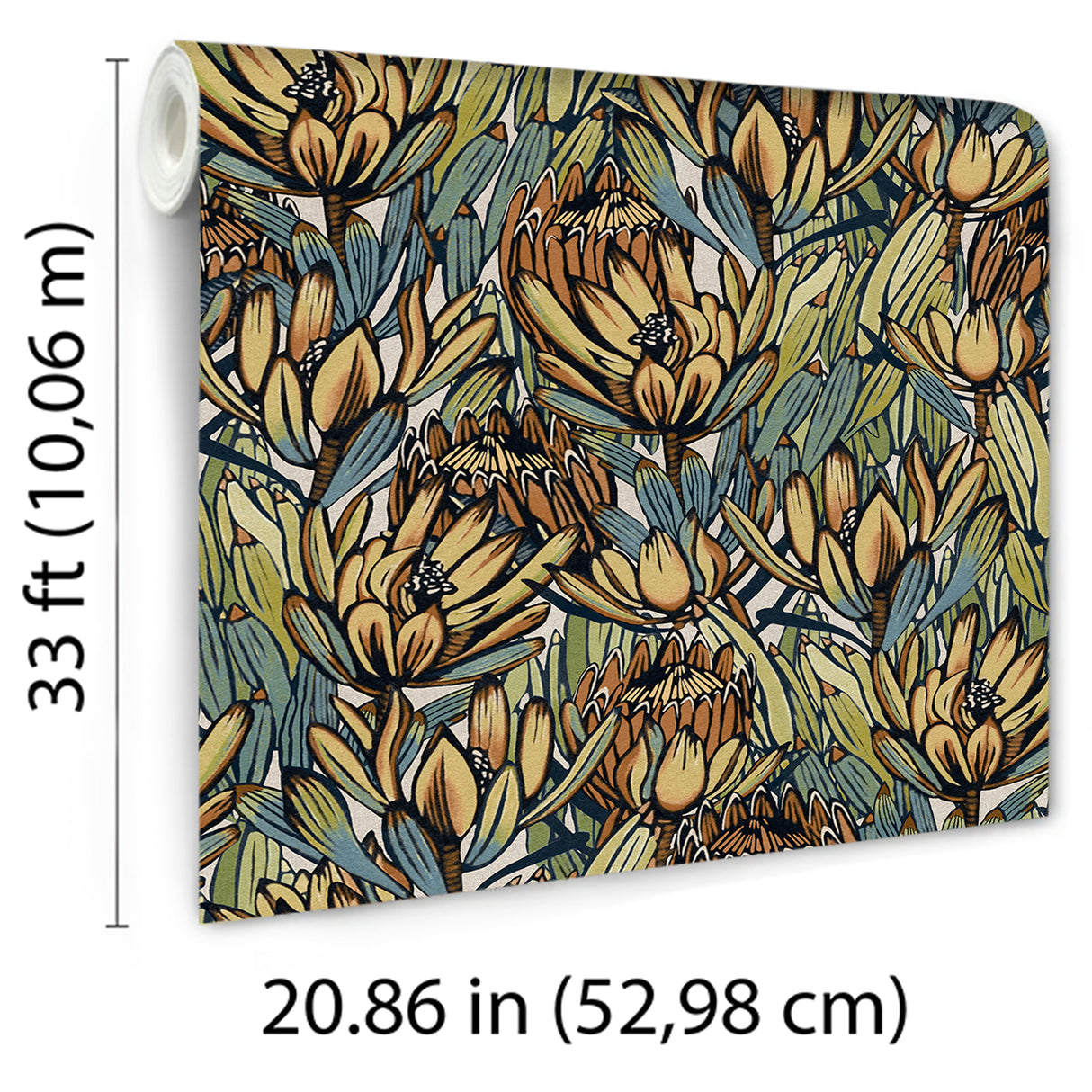 Copacabana Beige and Blue by Veer Decor Floral Wallpaper – Veer Decor 8251-AD2