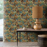 Copacabana Beige and Blue by Veer Decor Floral Wallpaper – Veer Decor 8251-AD2