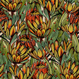 Copacabana Green and Orange floral tropical non-woven wallpaper roll and room scene