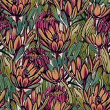 Copacabana Blue and Purple non-woven floral wallpaper roll, 20.86 in x 33 ft, straight match 25.2 in
