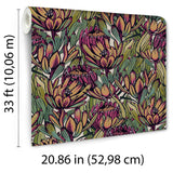 Copacabana Blue and Purple by Veer Decor Floral Wallpaper – Veer Decor 8251-AD4