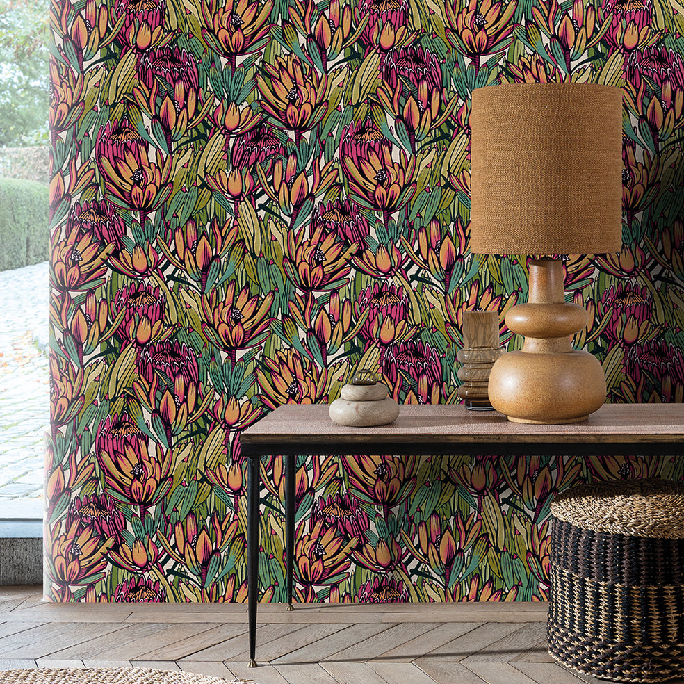 Copacabana Blue and Purple by Veer Decor Floral Wallpaper – Veer Decor 8251-AD4
