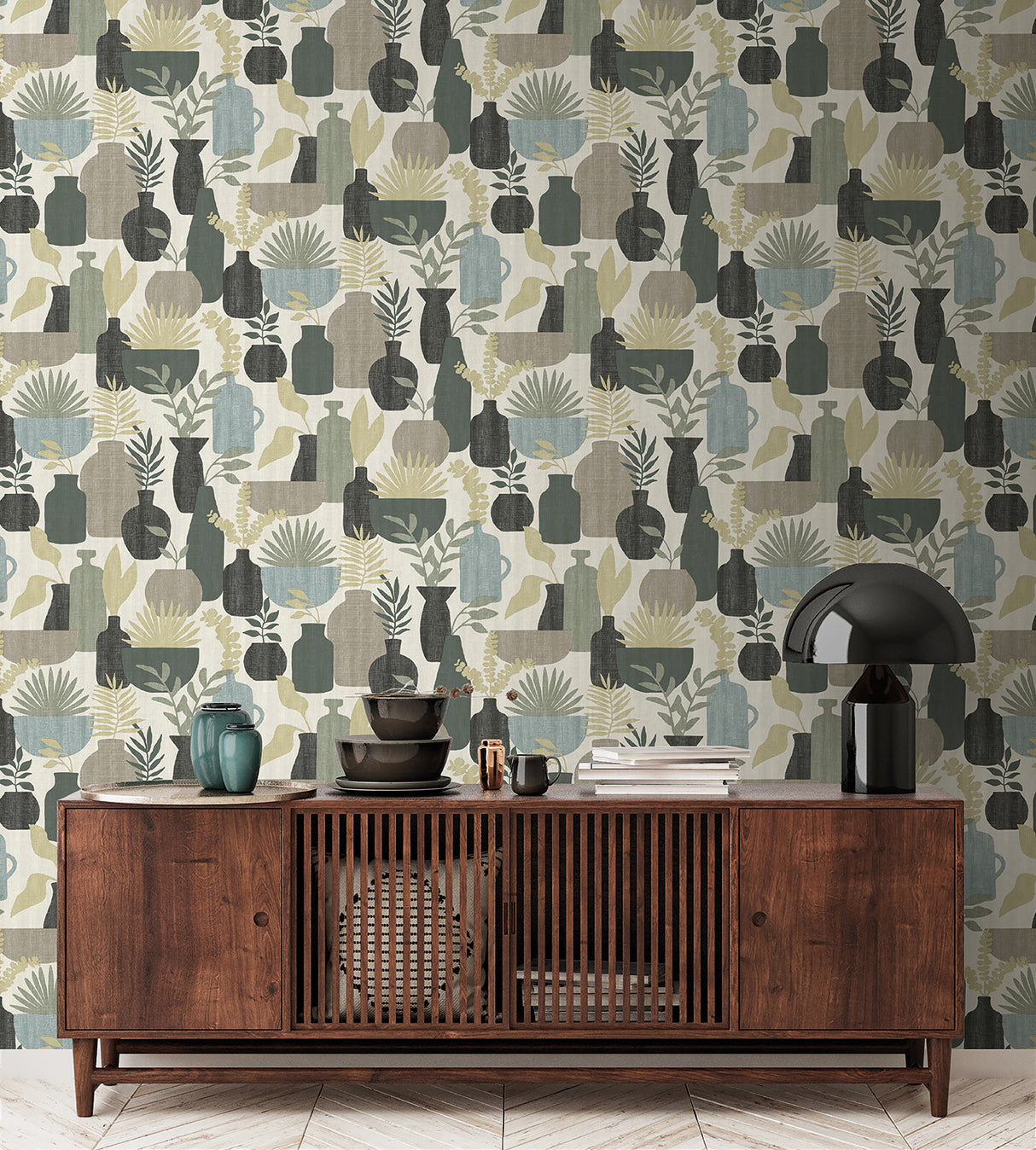 Botanica Clayworks White and Sage by Veer Decor Non-Woven Unpasted Wallpaper – Veer Decor 8251-AE1