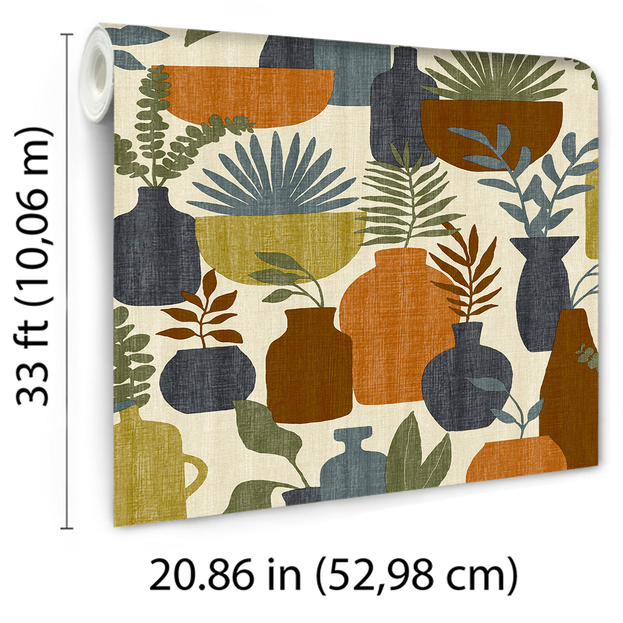 Botanica Clayworks Beige and Orange by — Botanical Wallpaper – Veer Decor 8251-AE3