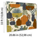 Botanica Clayworks Beige and Orange by — Botanical Wallpaper – Veer Decor 8251-AE3