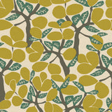 Janneiro Botanica Citron non-woven wallpaper with stylized foliage in yellow and green