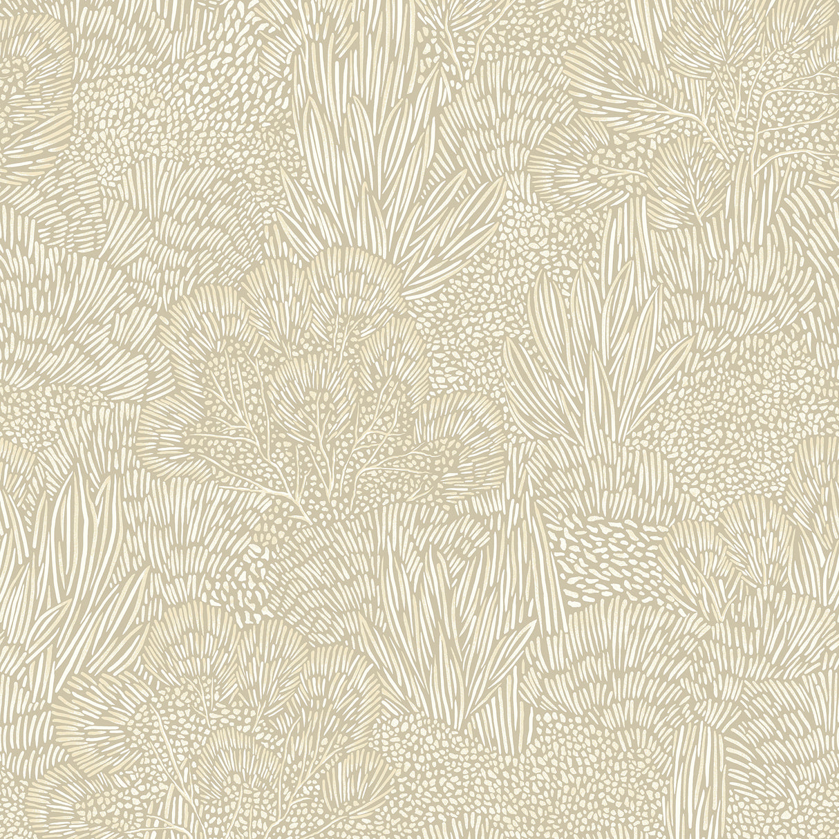 Samba Botanica wallpaper in white and grey with detailed botanical linework