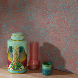 Samba Botanica Red and Blue by Veer Decor Floral Wallpaper – Veer Decor 8251-AG3