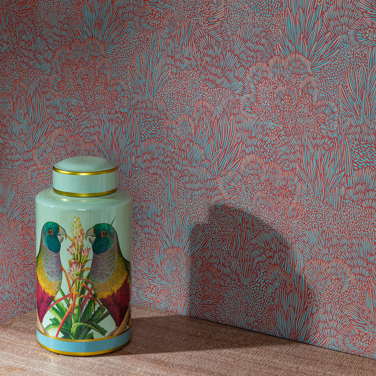Samba Botanica Red and Blue by Veer Decor Floral Wallpaper – Veer Decor 8251-AG3