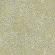 Samba Botanica green and gold botanical non-woven wallpaper roll and room view
