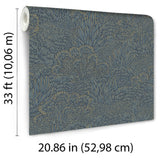 Samba Botanica Blue and Gold by Veer Decor Botanical Wallpaper – Veer Decor 8251-AG5