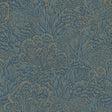 Samba Botanica Blue and Gold wallpaper sample featuring dynamic botanical linework in blue and gold.