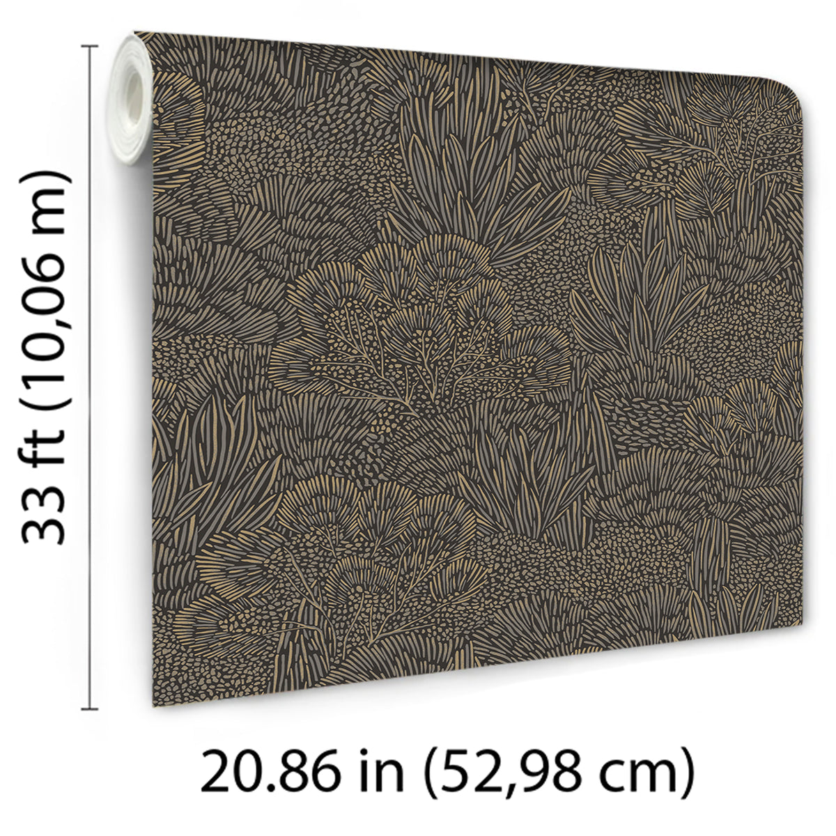 Samba Botanica Black and Gold Non-Woven Wallpaper | 8251-AG6 ...