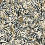 Fandango Bloom White and Grey floral non-woven wallpaper roll and pattern close-up