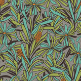 Fandango Bloom grey and orange floral non-woven wallpaper roll by Veer Decor