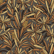 Fandango Bloom Camel and Black floral wallpaper roll and room scene